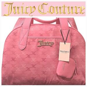 Juicy Couture Semi Charmed JC Logo Dome Weekender Bag- Pink Tonal